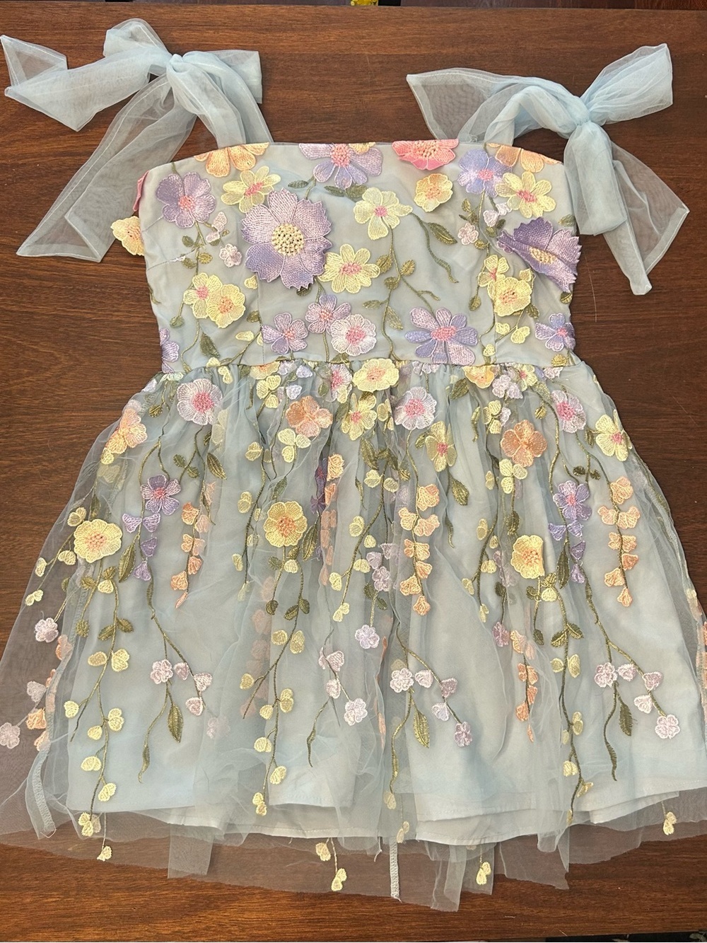 Lulu's Pastel Blue Floral Embroidered Mini Dress - Picture 4 of 8